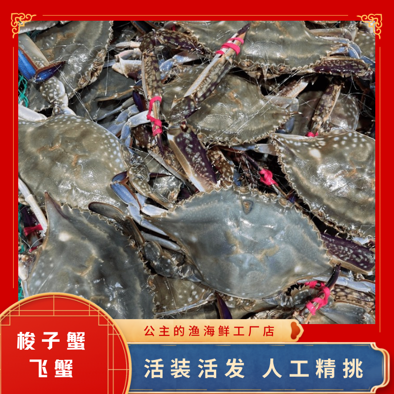 大连庄河海捕公飞蟹，【保鲜不保活】不保腿甲全/3-6两左右/只斤规格