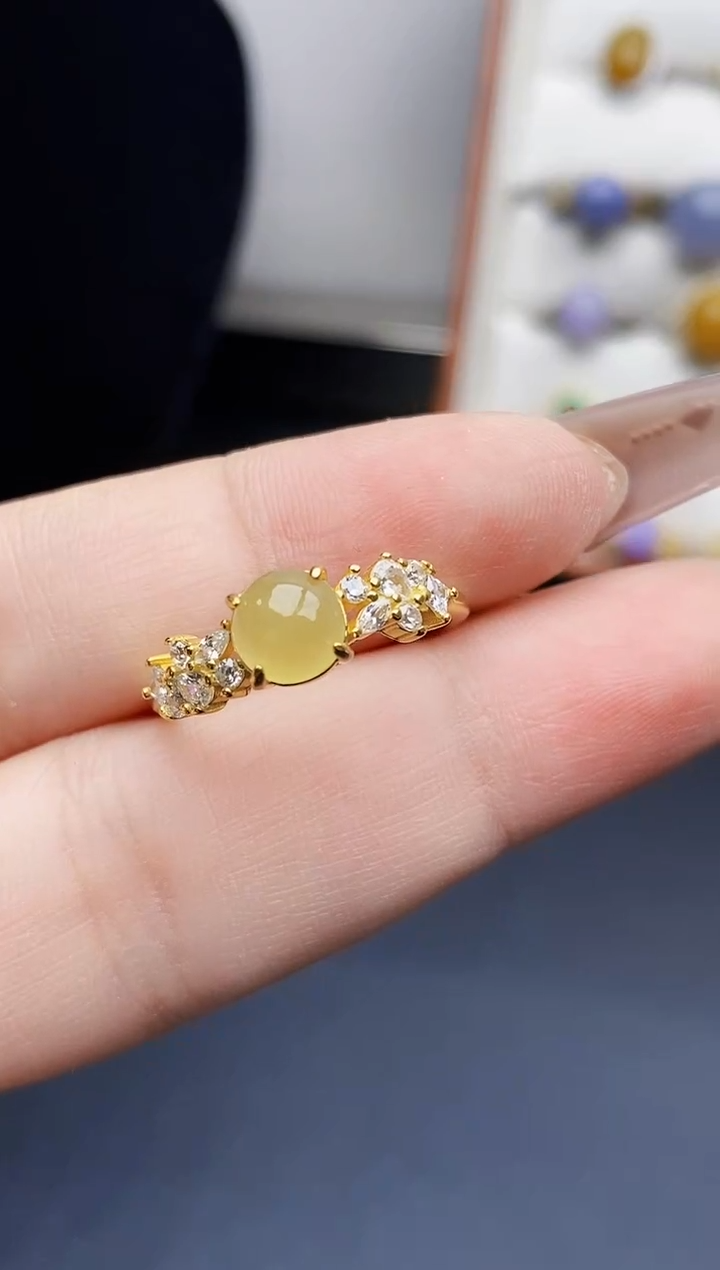 银S925镶嵌戒指翡翠3049