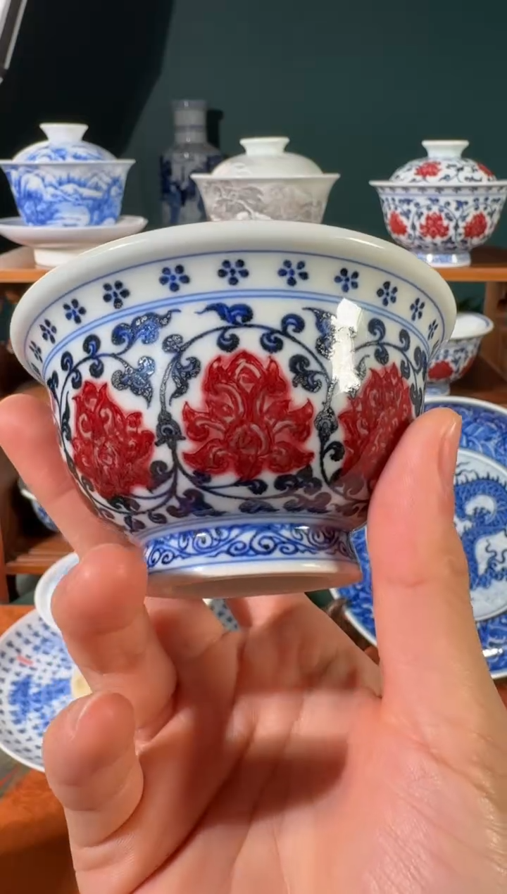 【闪购商品】杯永明尚玩缠枝红绣球压手