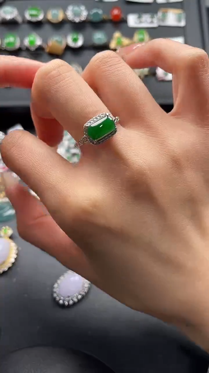 【闪购商品】翡翠戒指银S925镶嵌436543