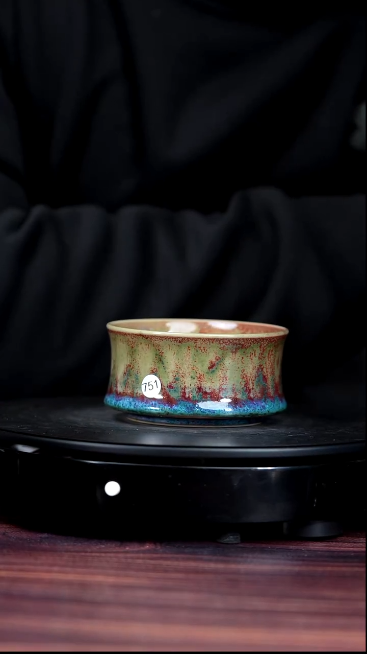 杯子瓷751#李盼龙一级品原矿钧瓷马蹄见山杯