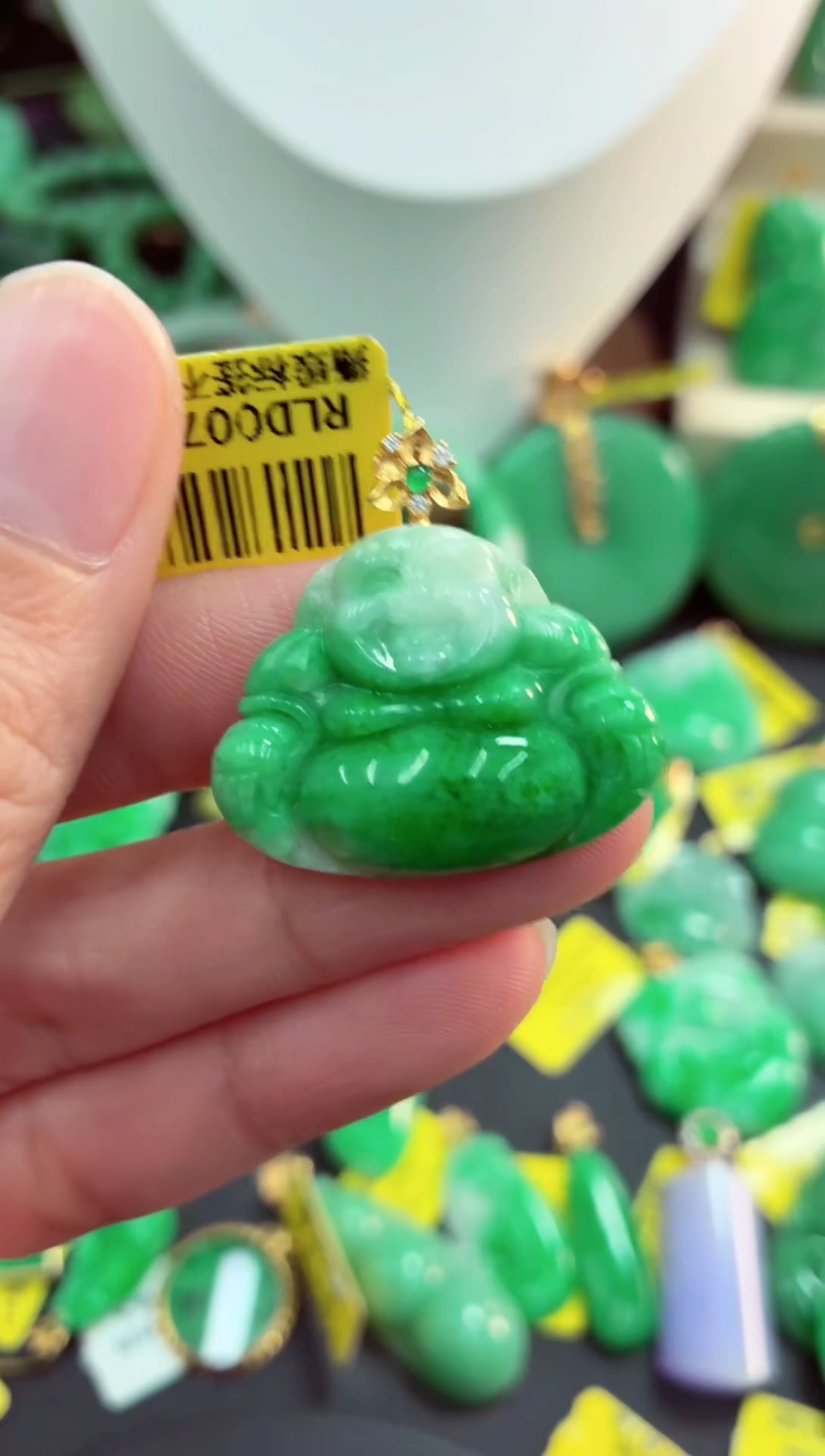 吊坠(不含链)18K金镶嵌翡翠天然缅甸翡翠A货