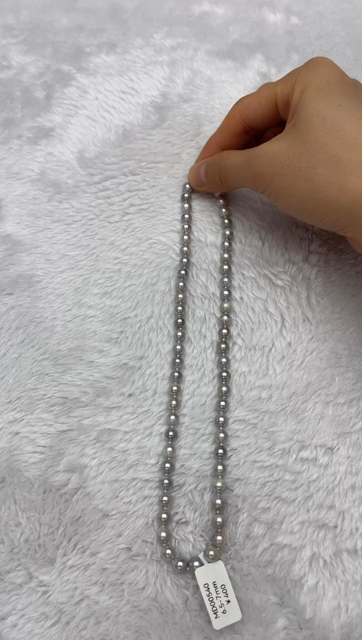 项链银S925镶嵌海水珍珠AK真多麻6.5-7mm