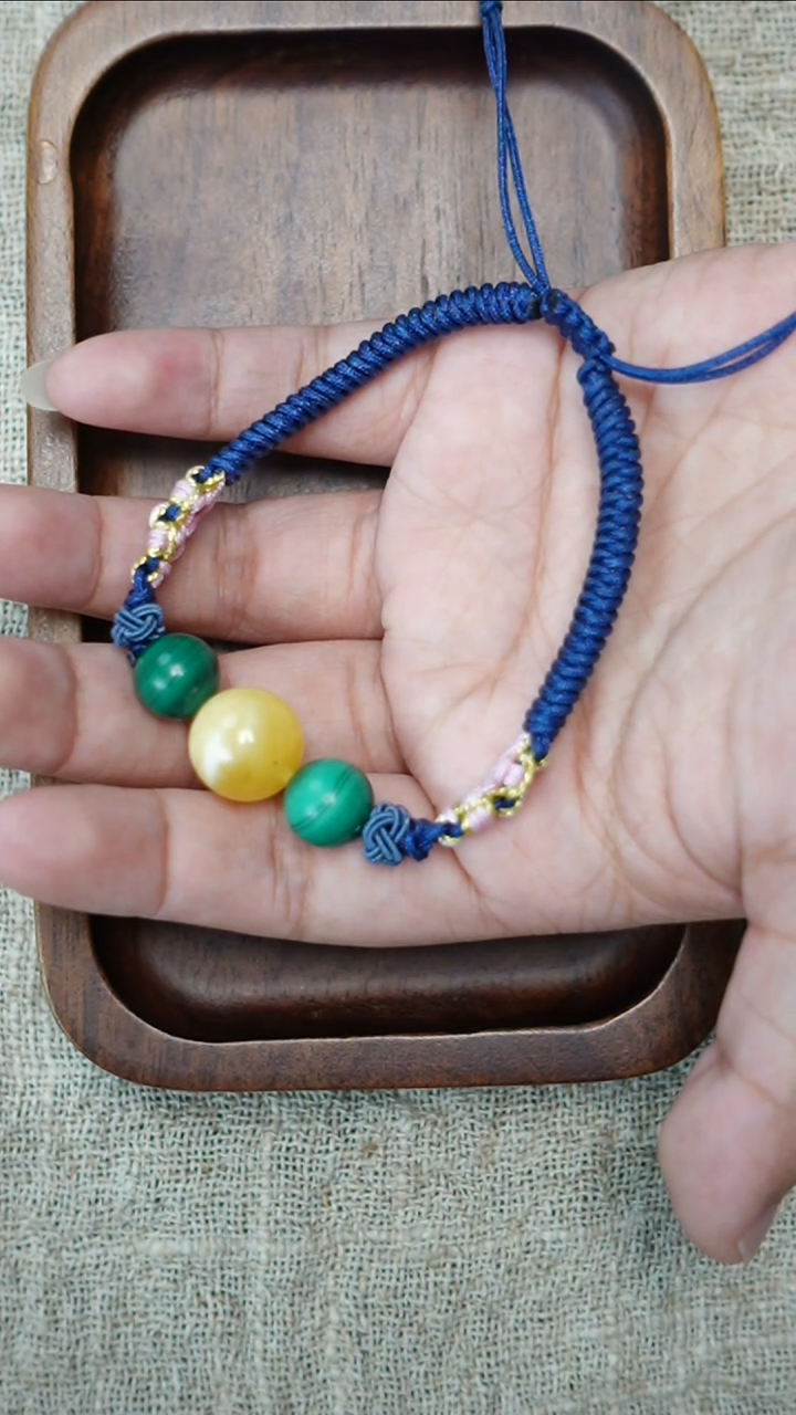 未镶嵌琥珀手链金白孔雀石手绳