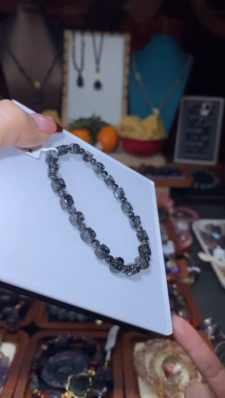 【闪购商品】水晶手串未镶嵌黑发晶方糖手串