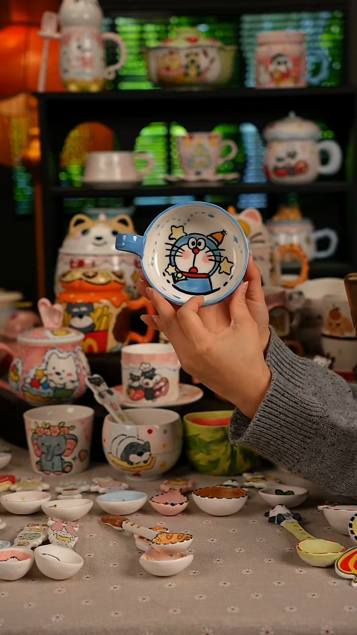 陶瓷无盖款景德镇高温釉下彩纯手绘创意瓷