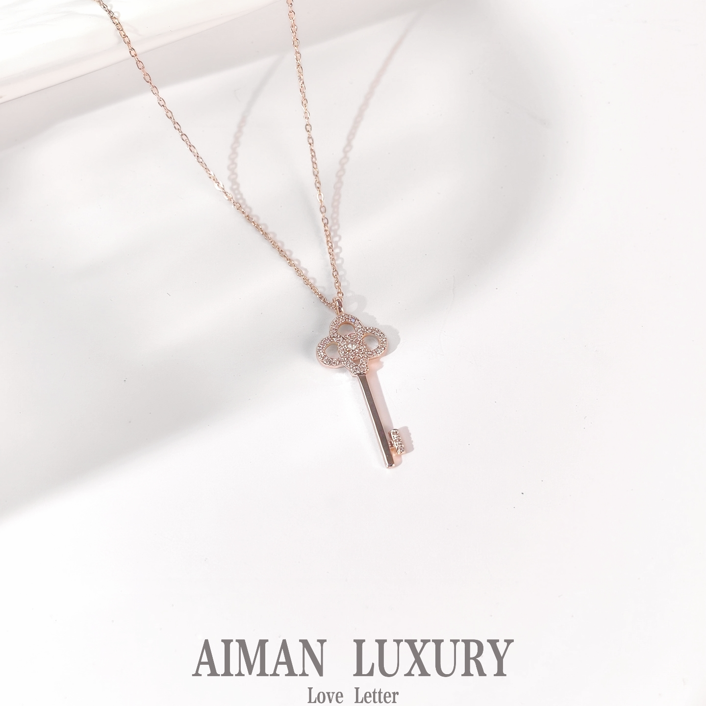 铜合金项链 玫瑰金经典钥匙气质灵动设计素款精致日韩饰品坠链