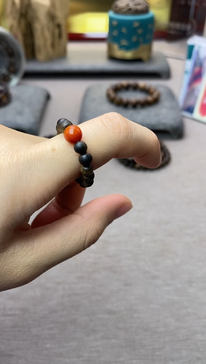 【闪购商品】沉香沉香碎屑白棋戒指04