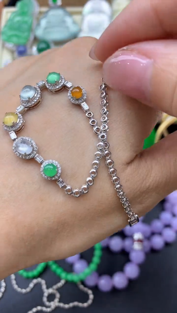 【闪购商品】翡翠手链18K金镶嵌401-中国好珍宝