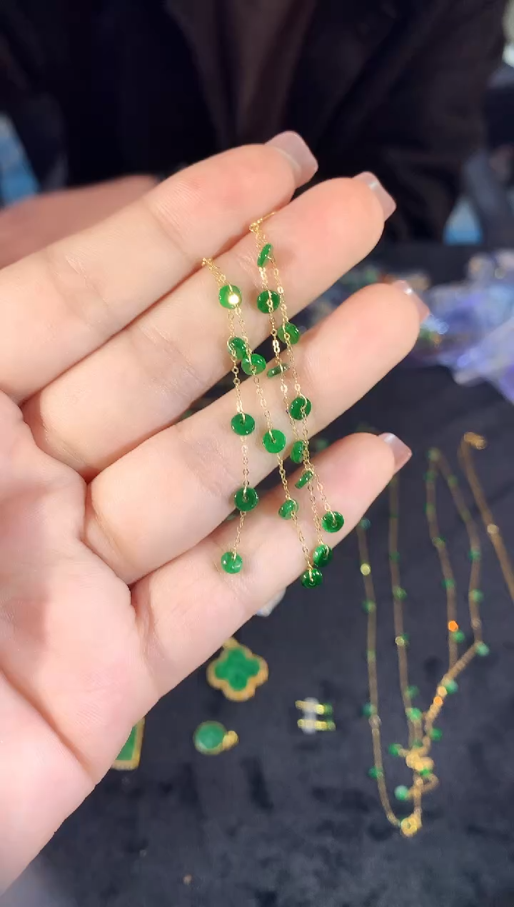 【闪购商品】翡翠耳饰18K金镶嵌313 zjh