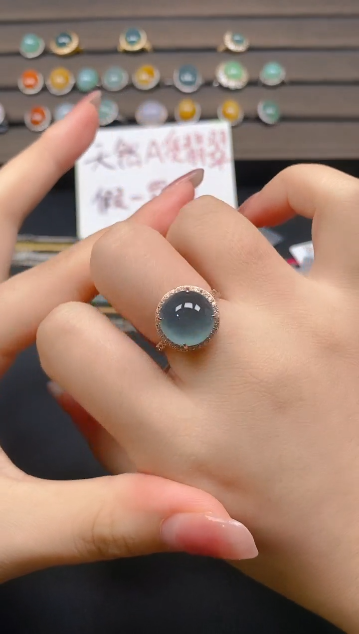 翡翠戒指银S925镶嵌1