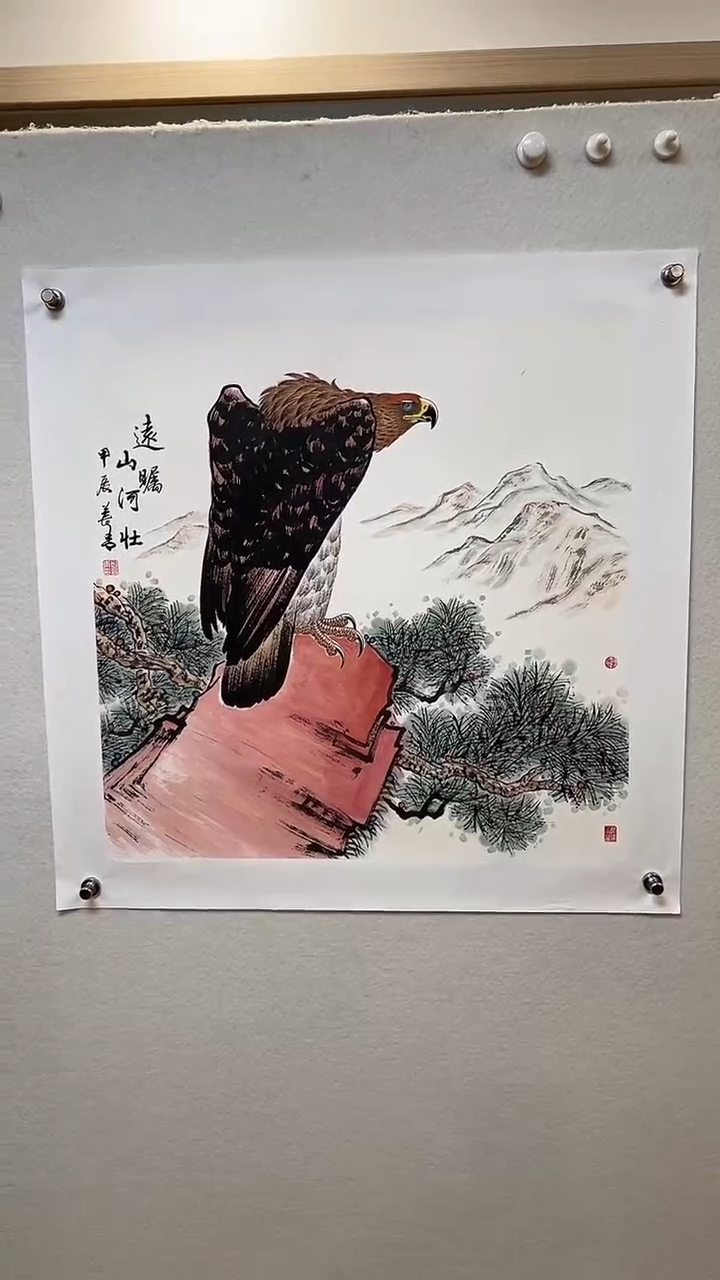 国画39郑长青老师 国画鹰 4平尺