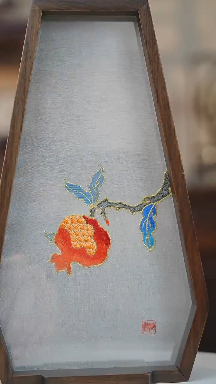 织绣江*《笑口常开》单面绣摆件