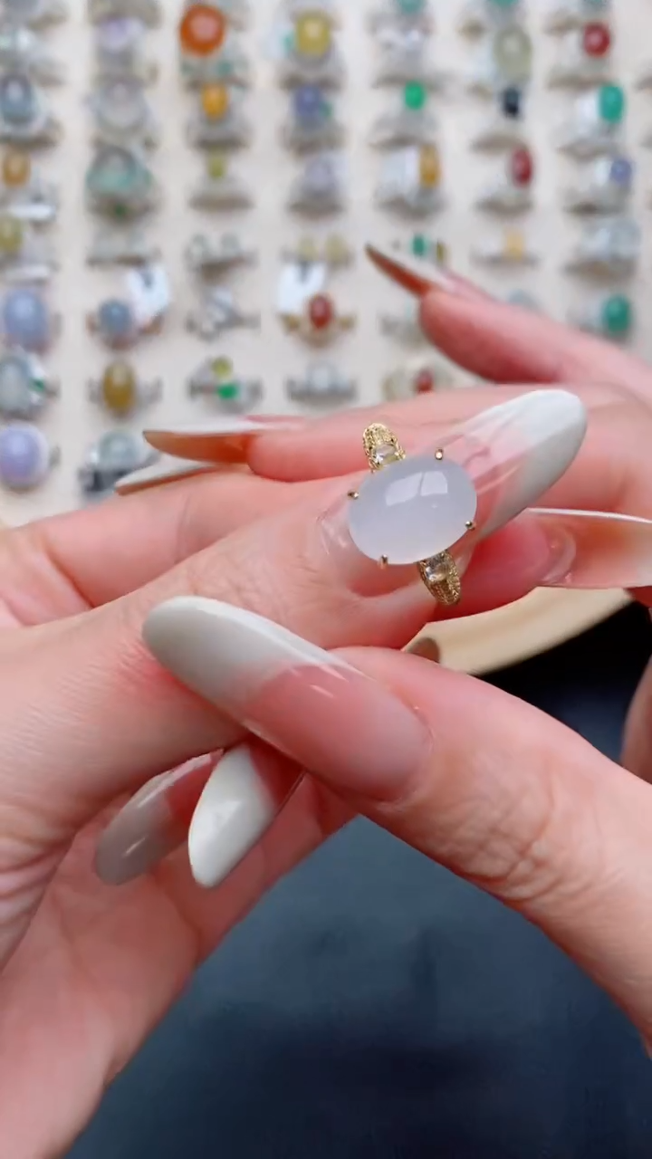 银S925镶嵌戒指翡翠...