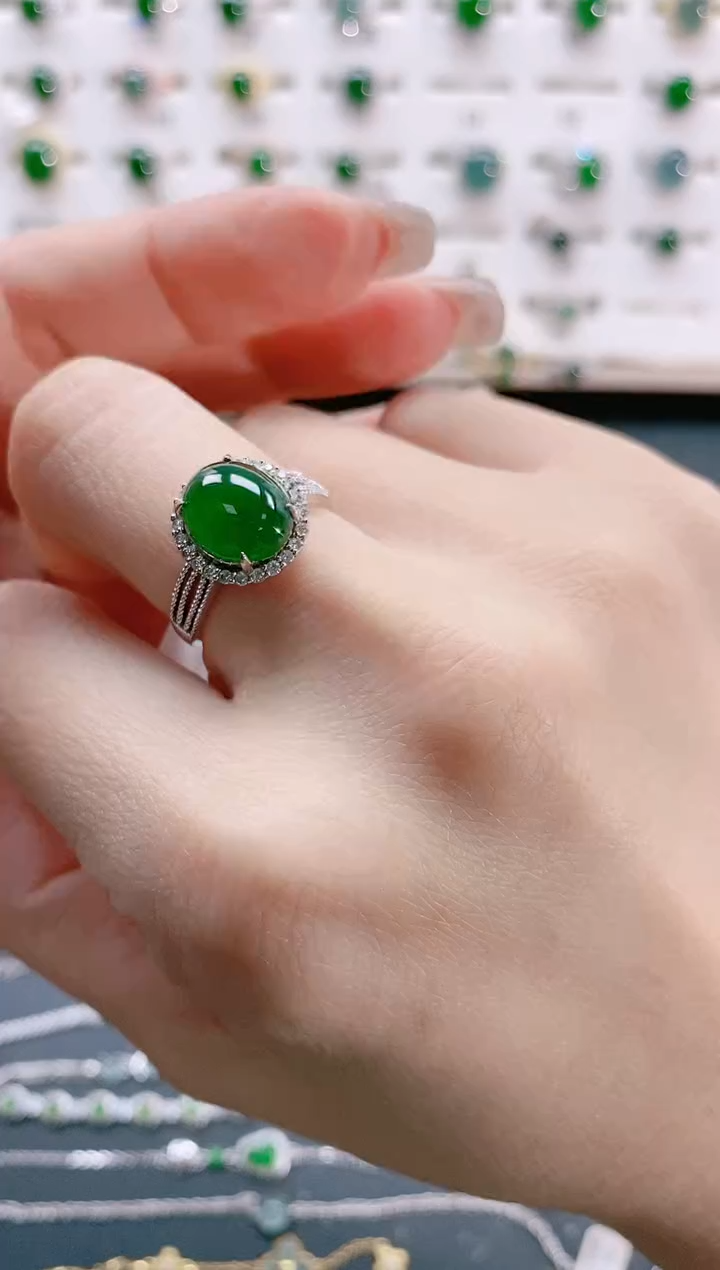【闪购商品】翡翠戒指银S925镶嵌天然翡翠