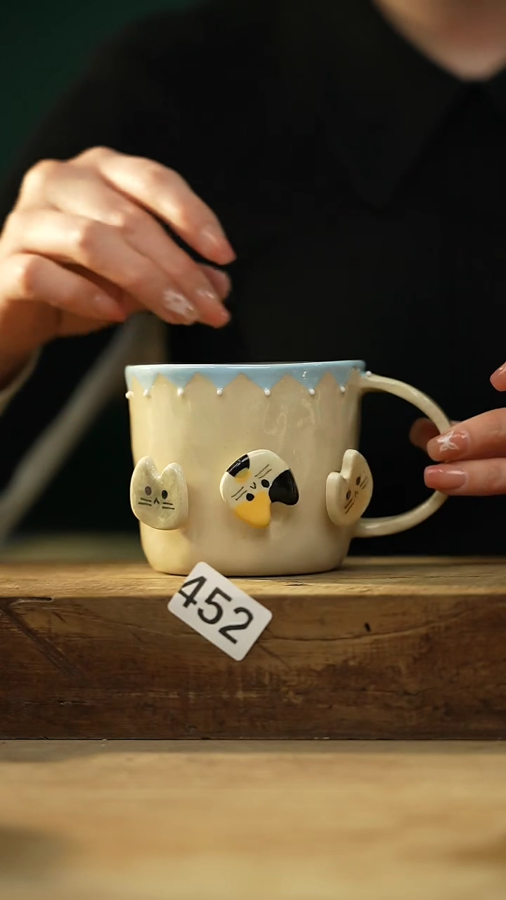 【闪购商品】瓷片新品！设计师手捏转纽小猫/咖啡杯