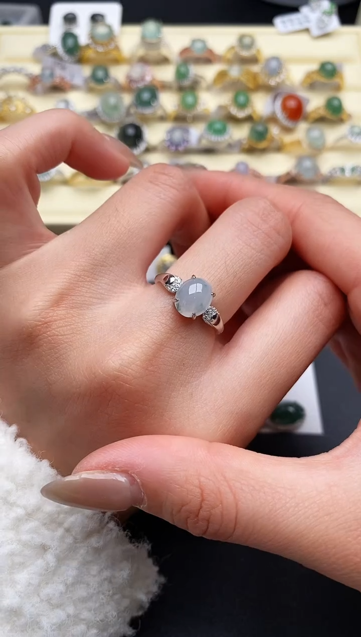 【闪购商品】翡翠戒指银S925镶嵌333333333+3