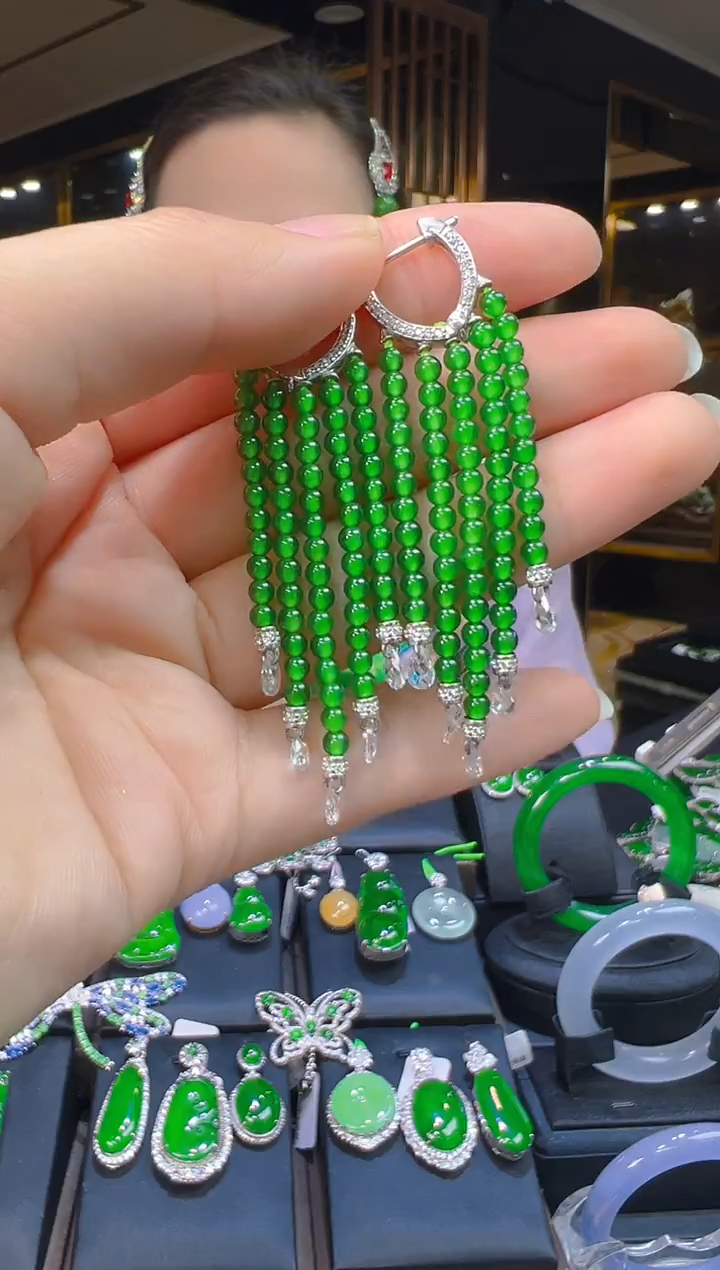 银S925镶嵌翡翠耳饰007(多样性发货发其一)