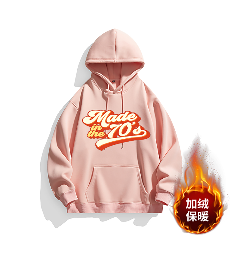 粉色套头卫衣卡通动漫男女同款秋冬印花宽松连帽加绒保暖长袖上衣