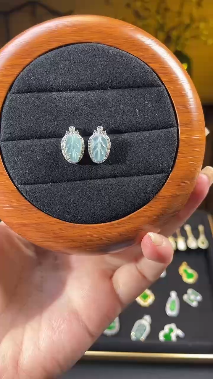 翡翠银S925镶嵌耳饰翡翠