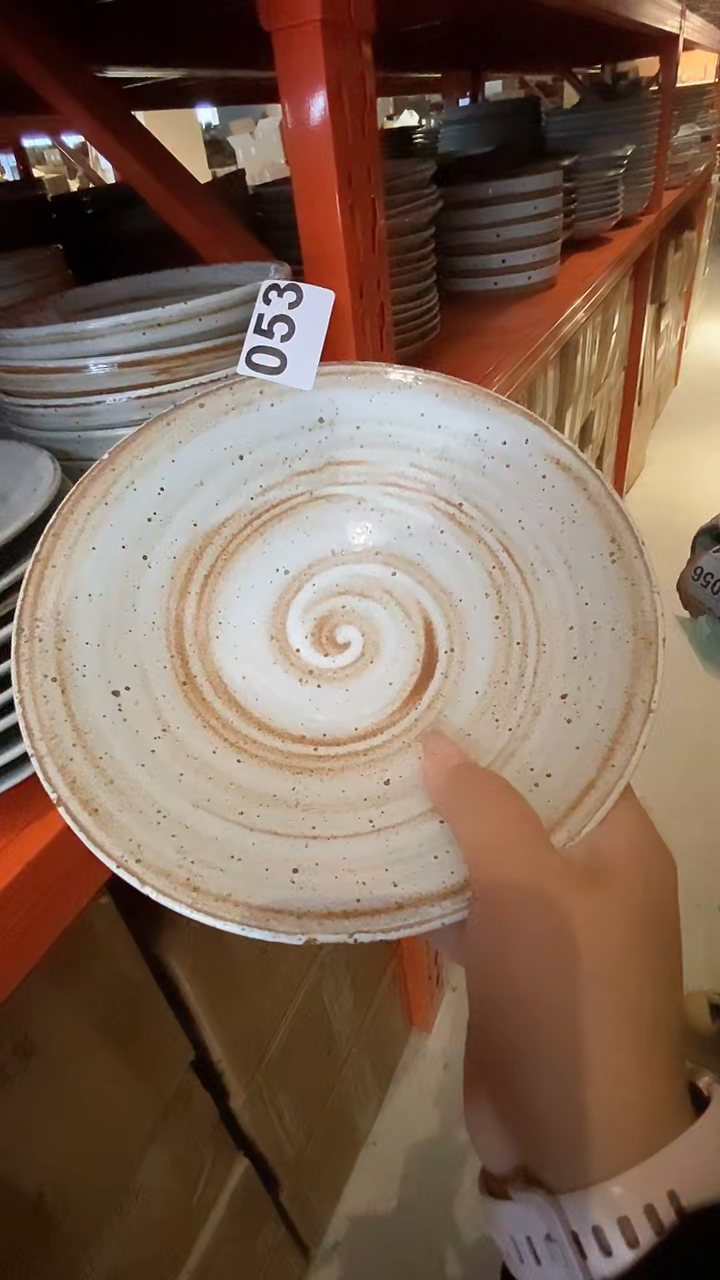 【闪购商品】碗053白麻点手工手刷盘       