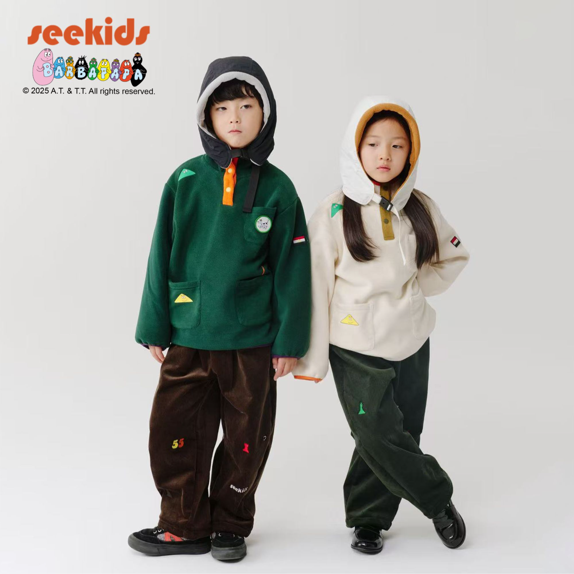 SeeKids【巴巴爸爸ip联名】双面摇粒绒两色防风保暖儿童卫衣