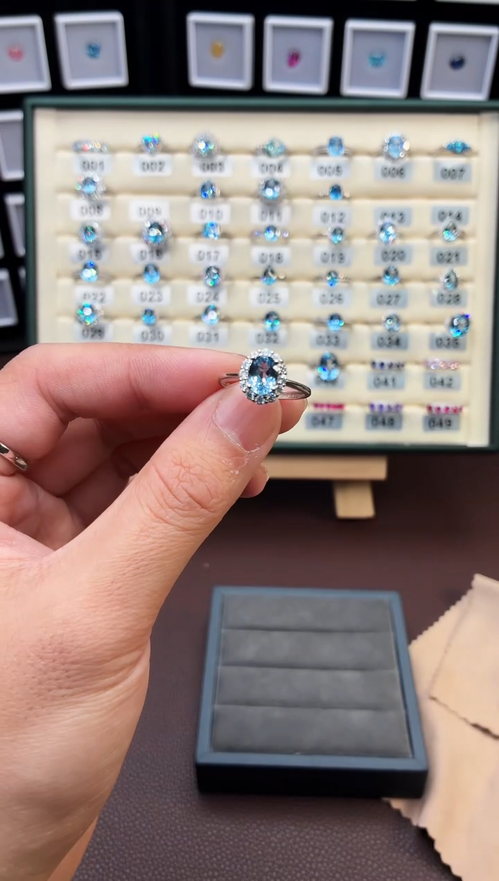 银S925镶嵌戒指海蓝宝石111