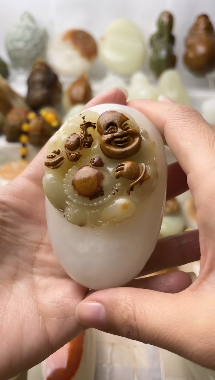 石材古青石棉纹正常不退换弥勒佛