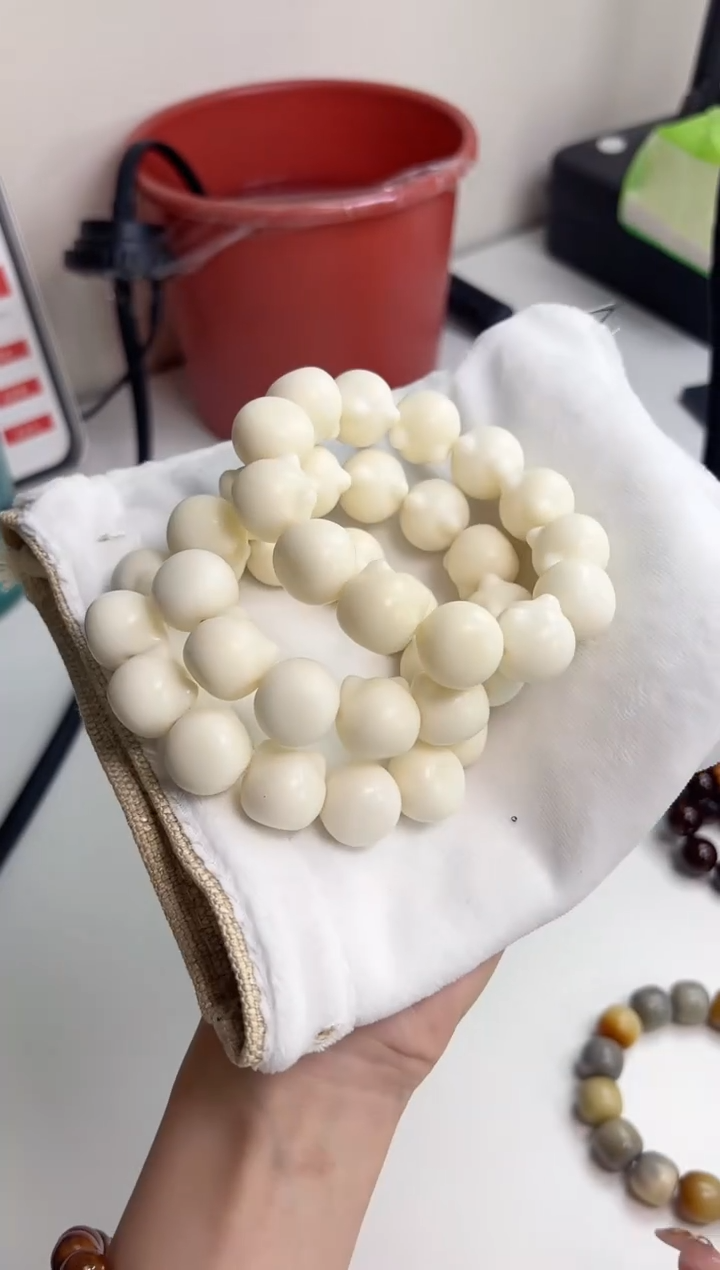 手串菩提根/象牙果i93干磨瓷白猫猫头20mm手串