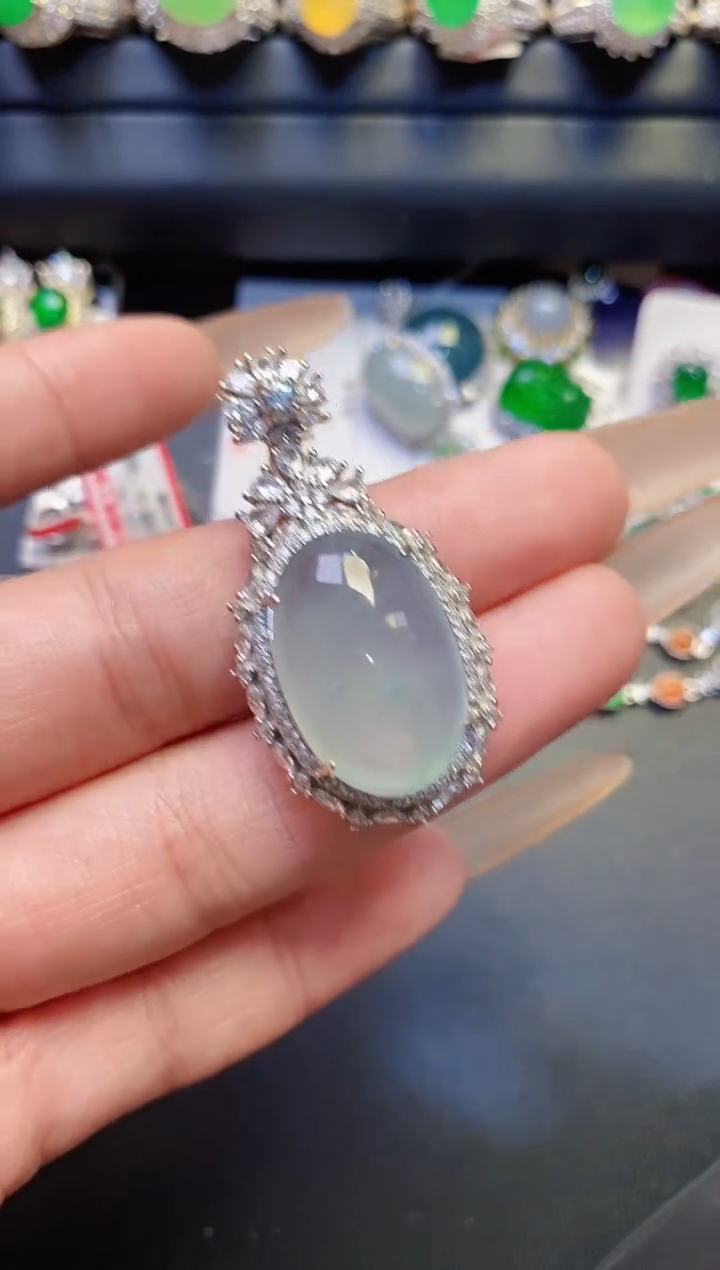 银S925镶嵌戒指翡翠天然