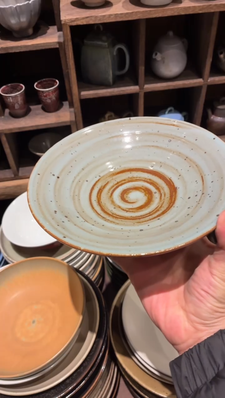 瓷片四**夕809蓝麻点斗盘1个