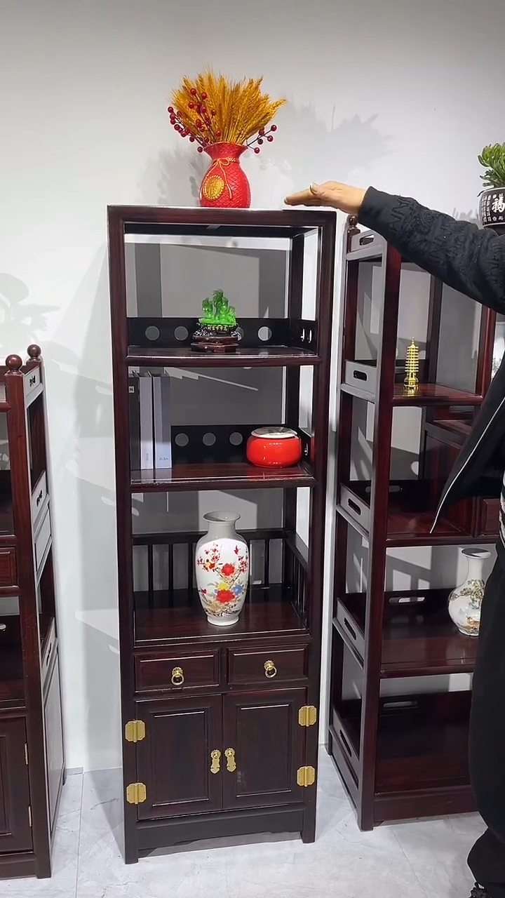 黑酸枝木类成套家具黑酸枝小书柜48*33*154高