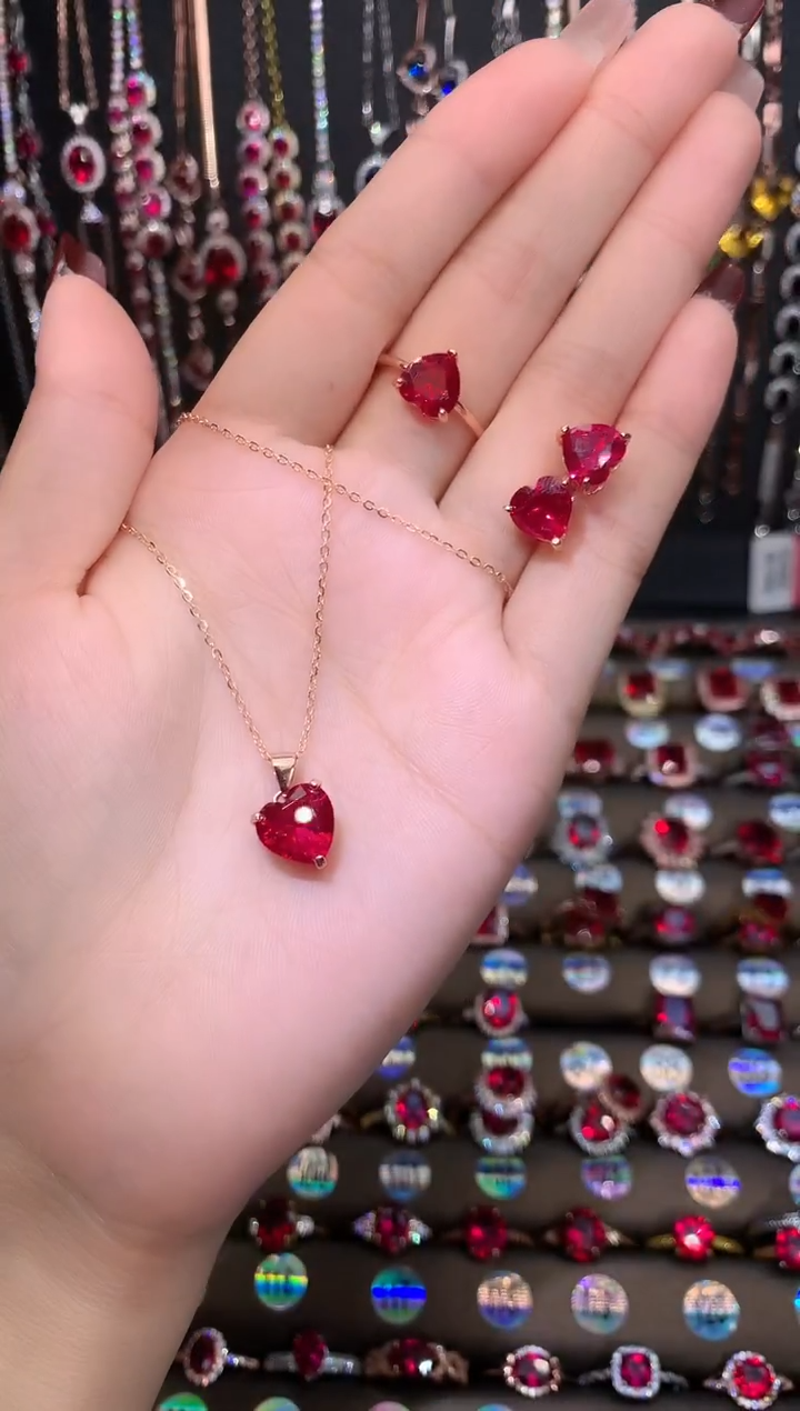 【闪购商品】红宝石吊坠(赠链)银S925镶嵌玫瑰金
