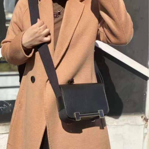 【Elin定制】女士潮流时尚经典气质手拎单肩包J-6156-黑色