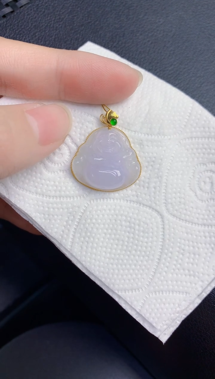 颈饰18K金镶嵌翡翠天然翡翠缅甸A货