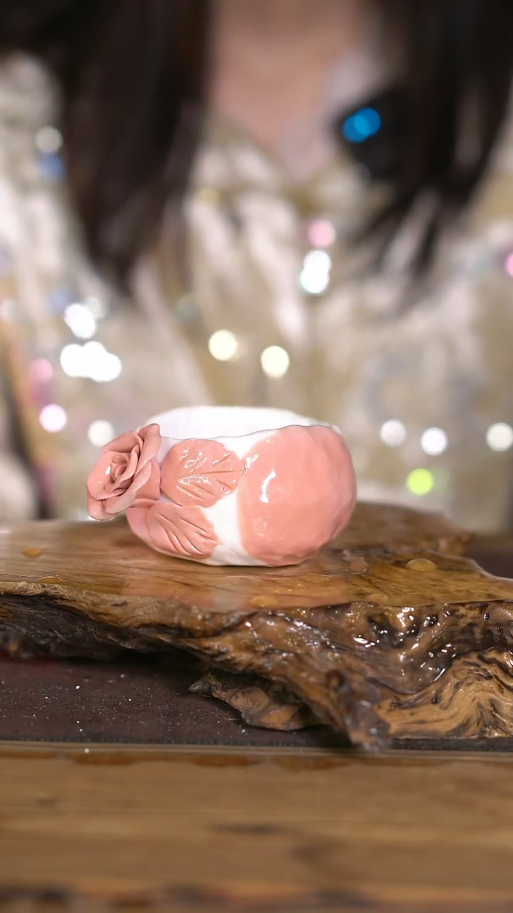 景德镇纯柴烧 手捏玫瑰花杯 30