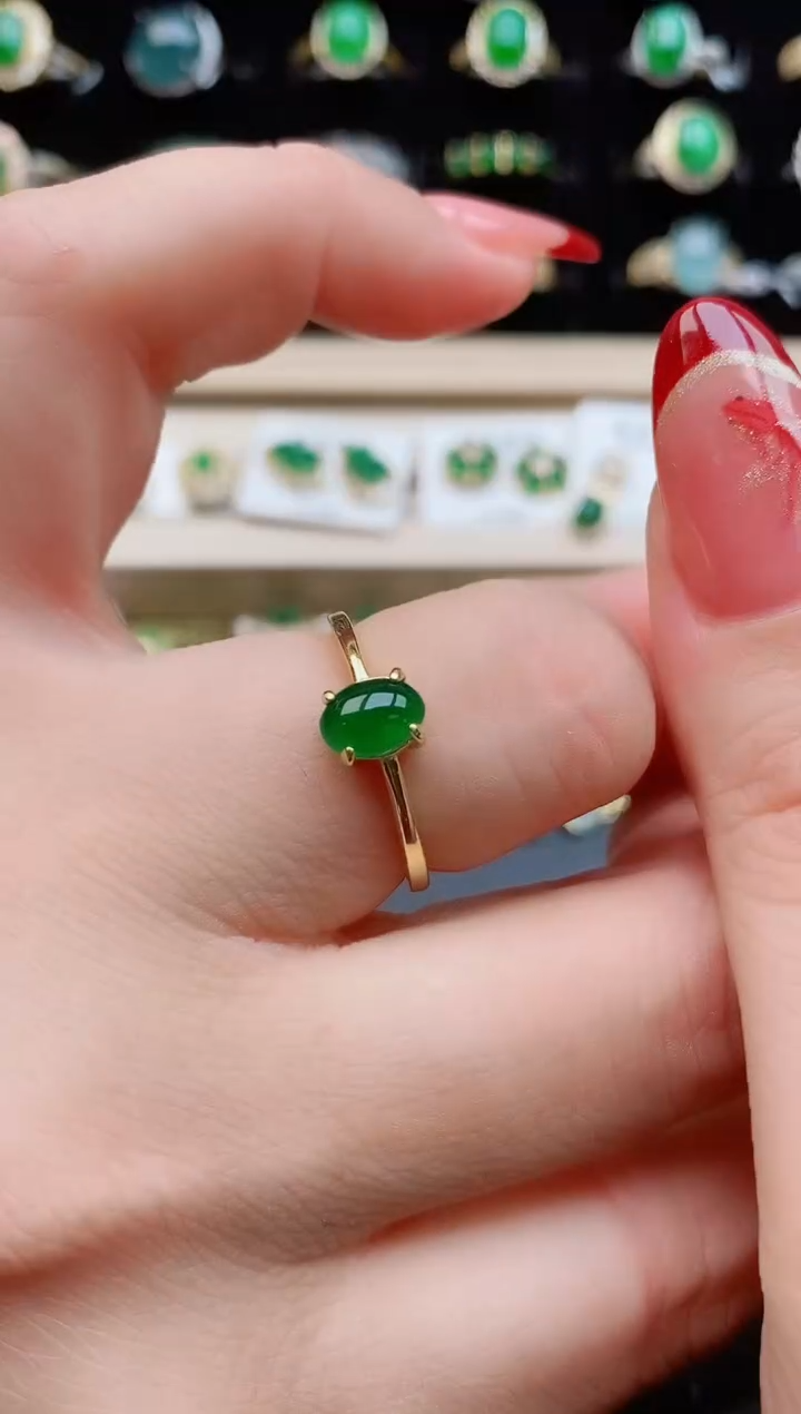 【闪购商品】翡翠戒指银S925镶嵌085850