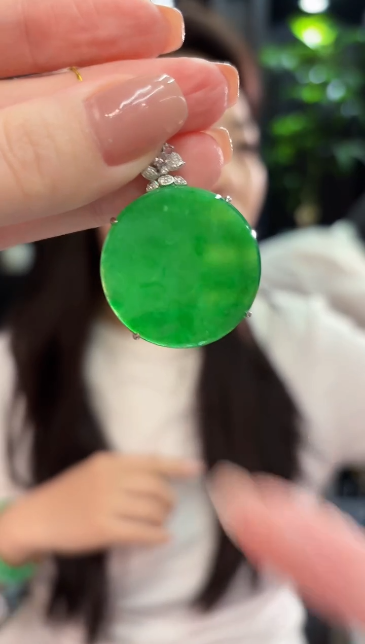 吊坠(不含链)18K金镶嵌翡翠 缅甸A货/支持复检/一件