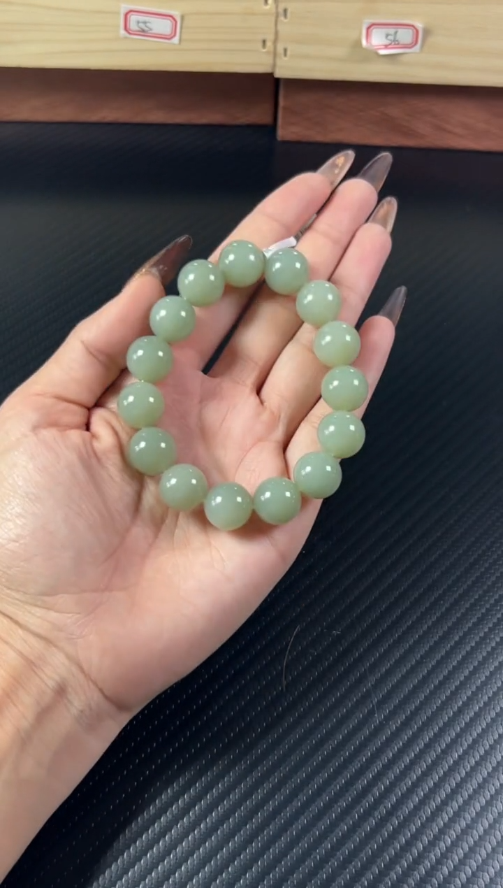 未镶嵌手串和田玉且末且末蓝 微色差卡14j