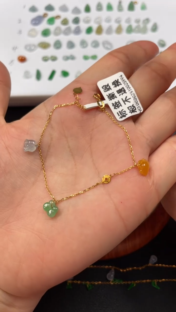 套链18K金镶嵌翡翠一个JK521