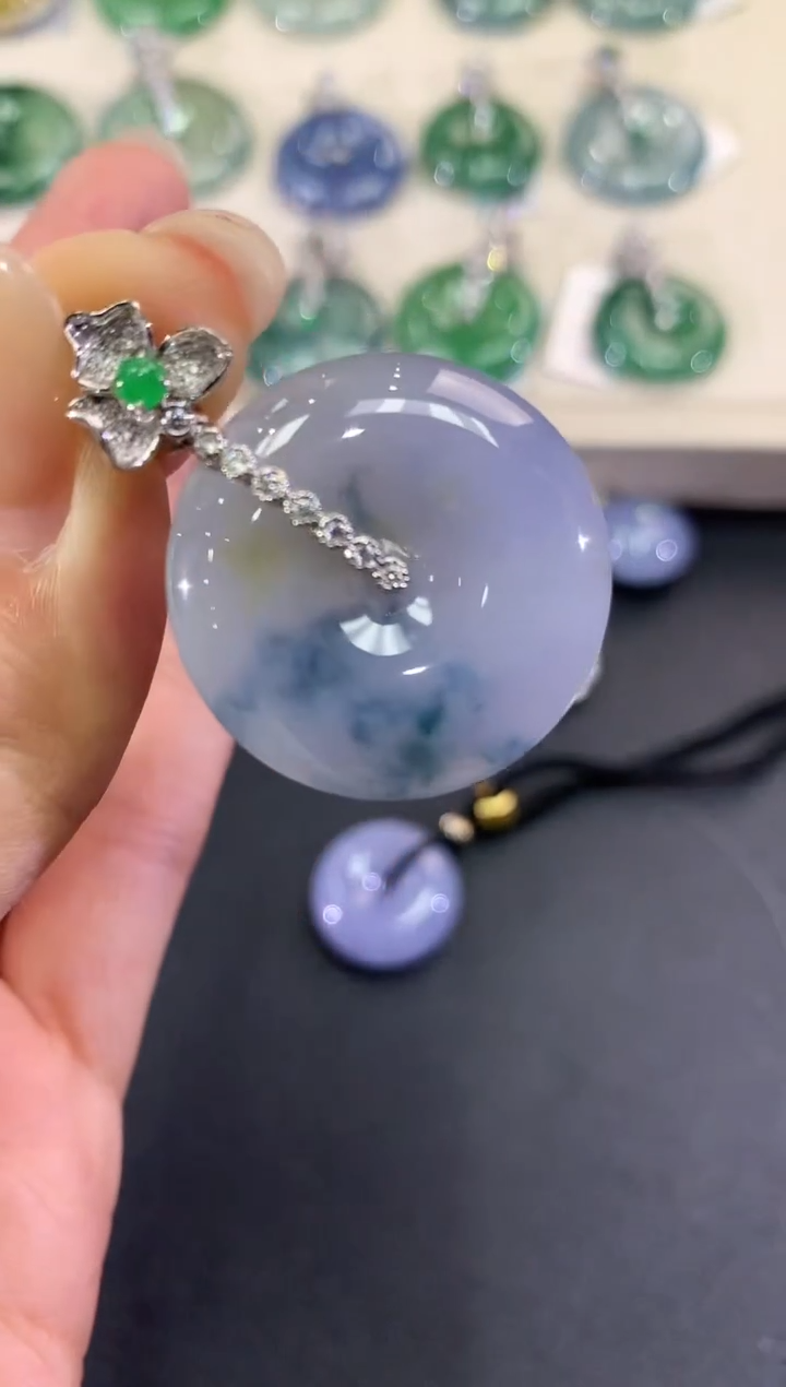 【闪购商品】翡翠吊坠(不含链)18K金镶嵌a37紫货有色差