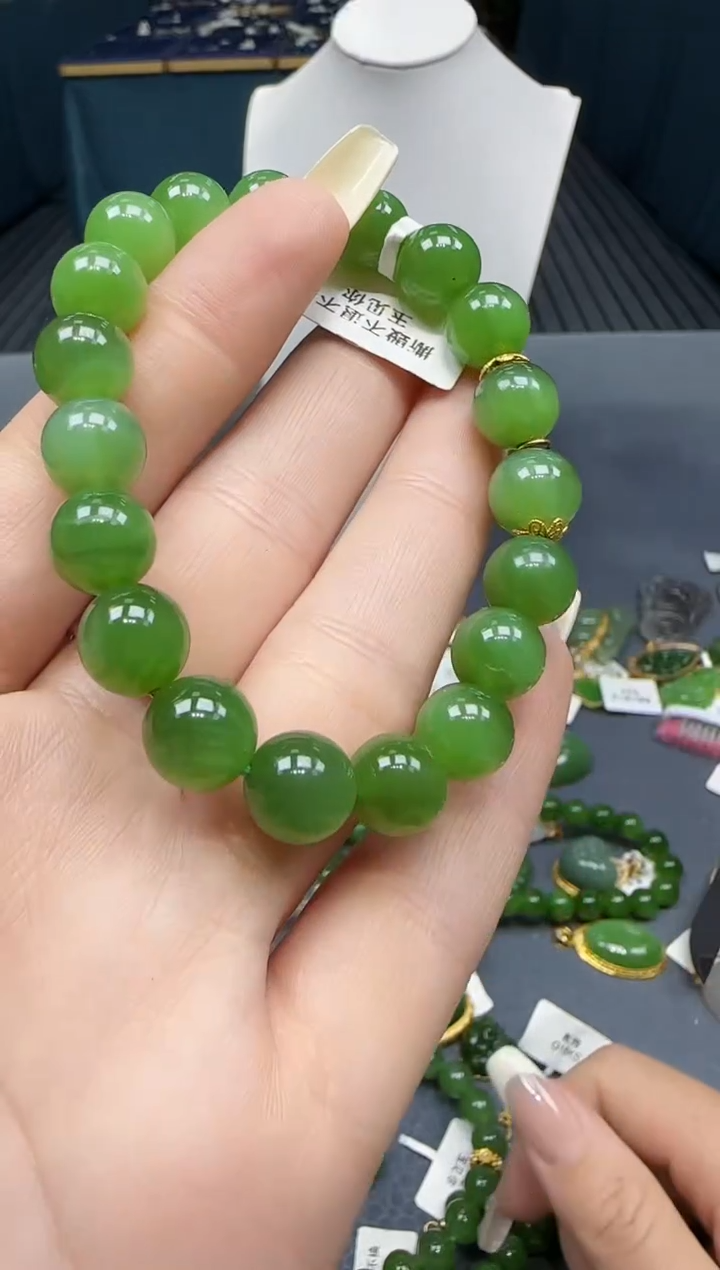 【闪购商品】和田玉手串18K金镶嵌1
