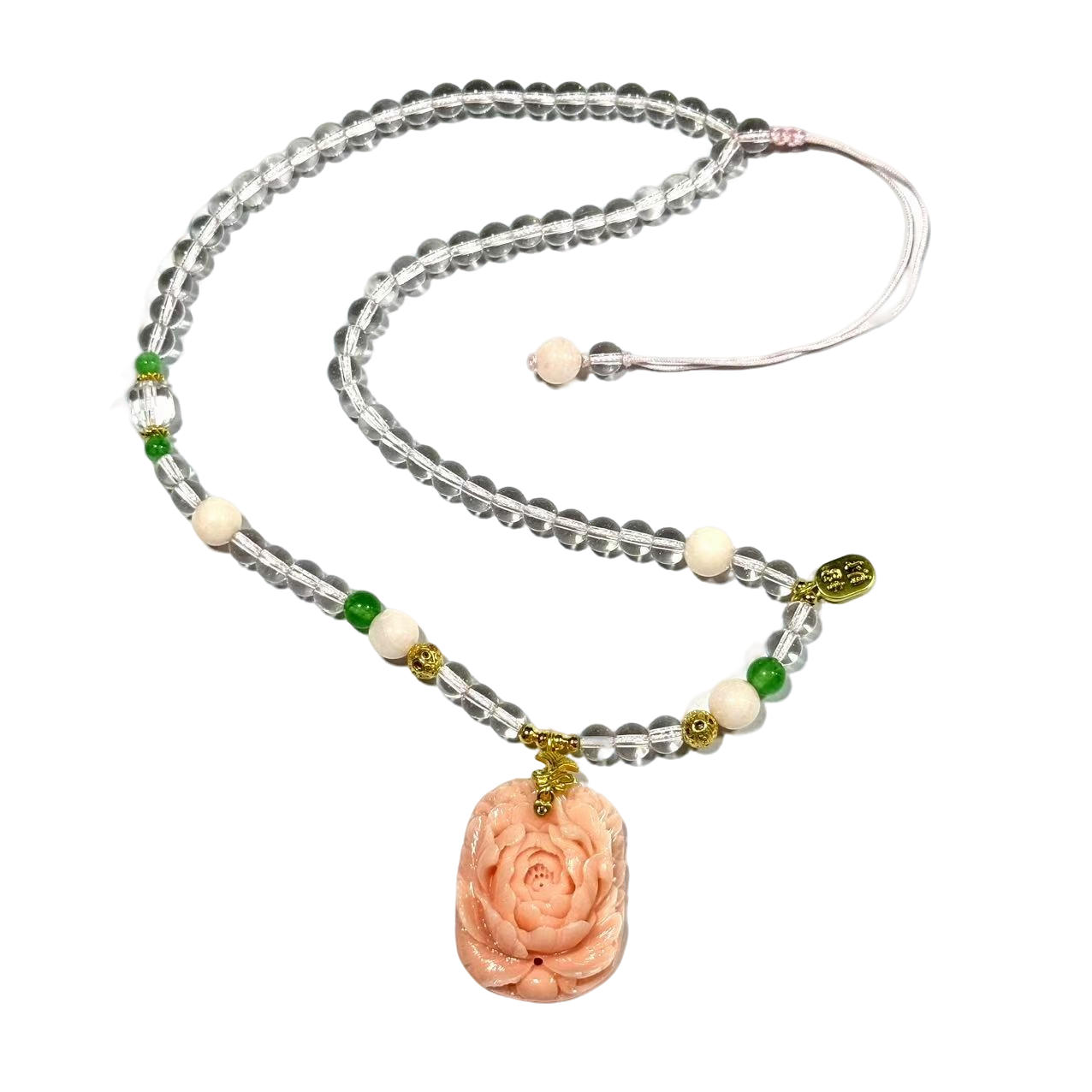 x759-国风气质设计款三姑娘牡丹花毛衣链-赠礼盒