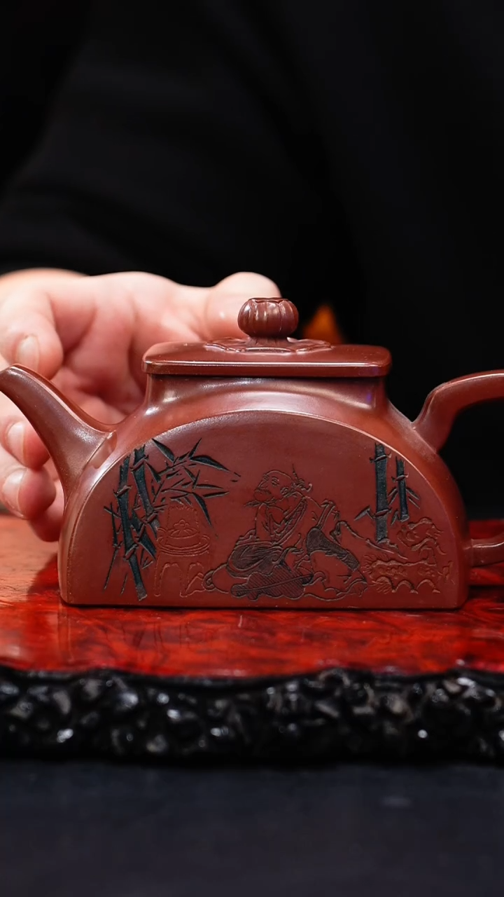 【闪购商品】紫砂茶壶132 半月如意,XXW,汉棠红泥