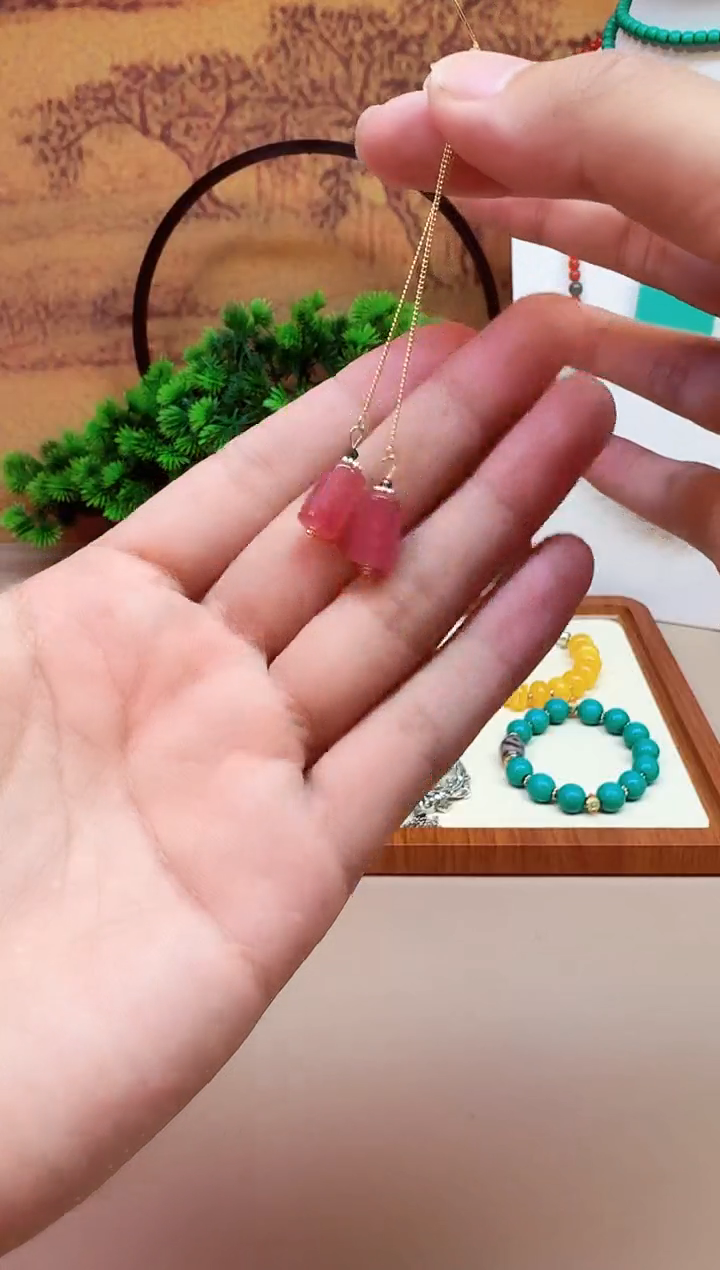 碧玺耳饰14K金镶嵌E238