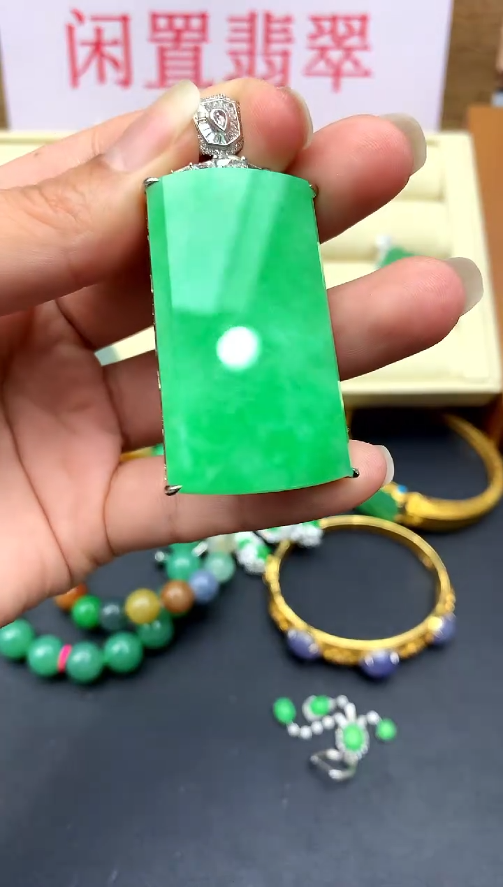 翡翠18K金镶嵌颈饰596-中国好珍宝