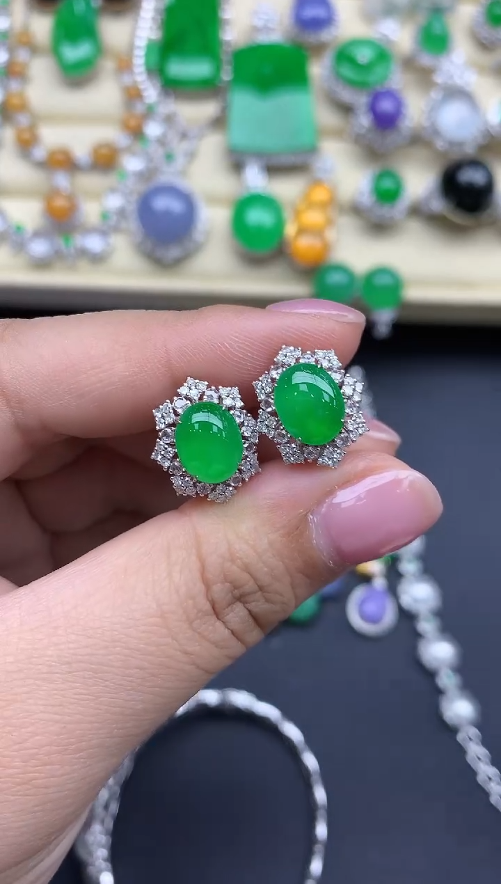 【闪购商品】翡翠耳饰18K金镶嵌892-中国好珍宝
