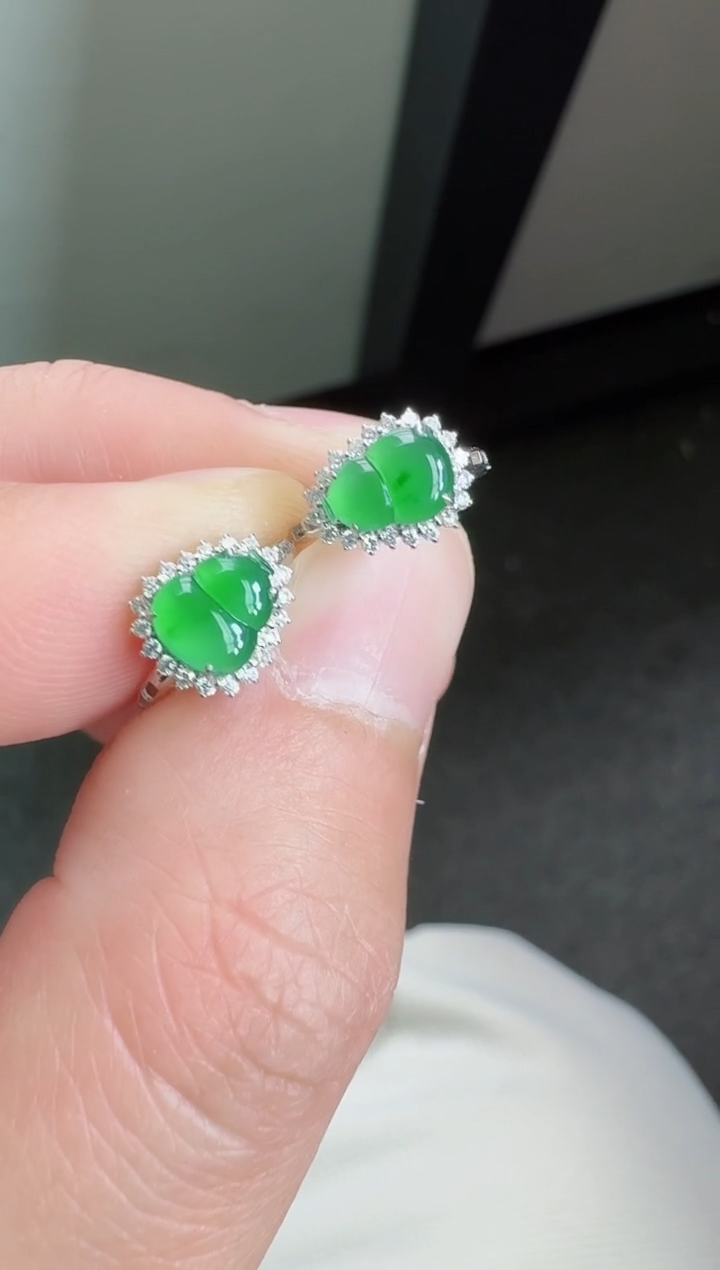 【闪购商品】翡翠耳饰18K金镶嵌寄售回流，不退不换