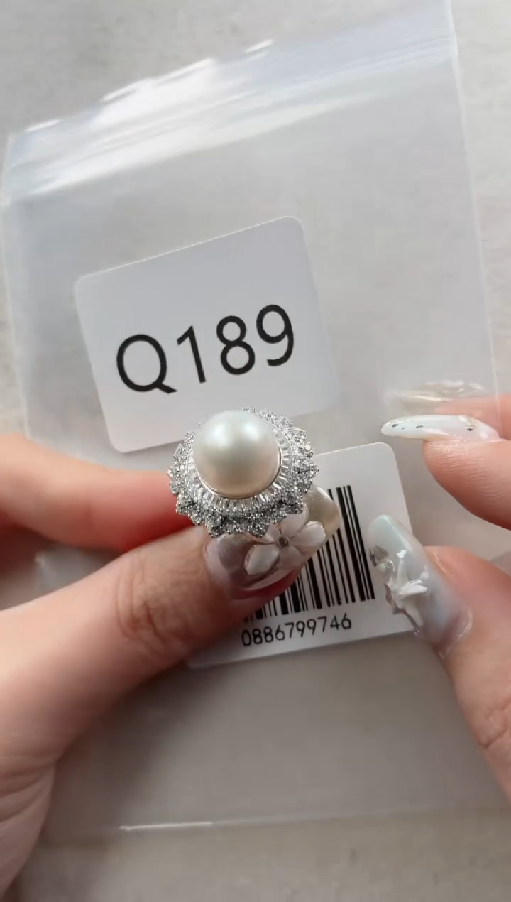 银S925镶嵌戒指海水珍珠Q189
