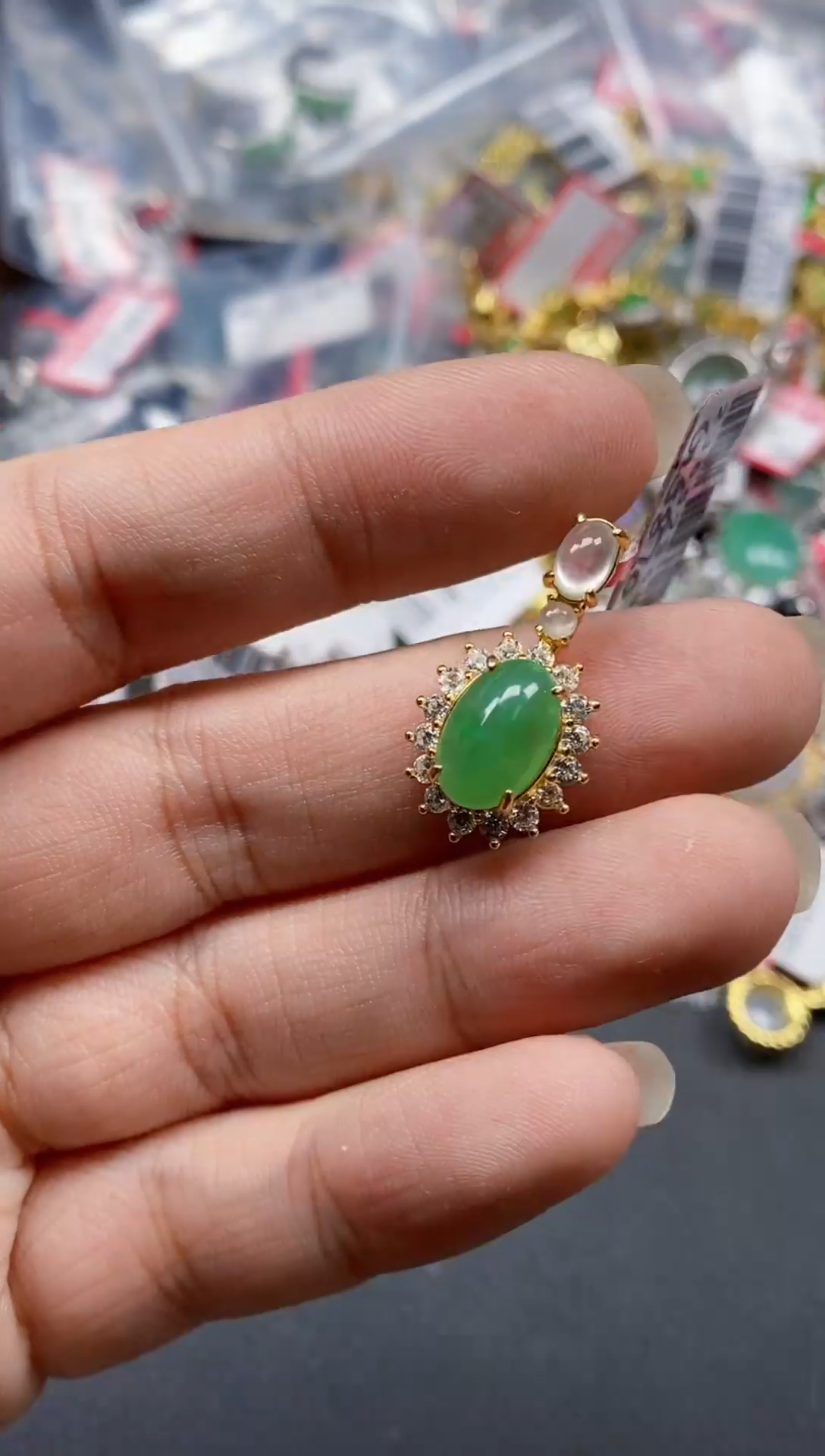 银S925镶嵌戒指翡翠天然A货缅甸翡翠